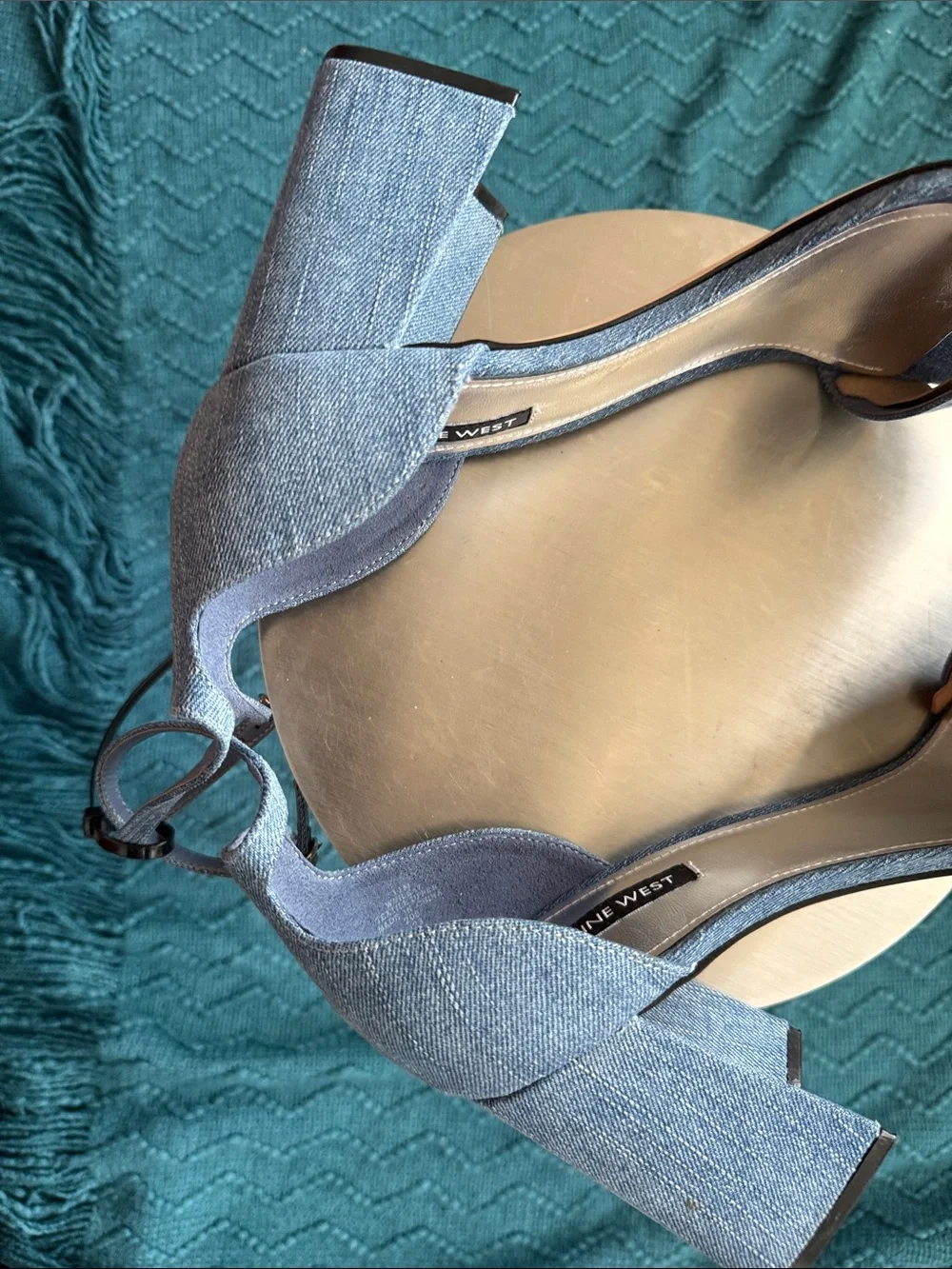 NWOT Nine West Denim Blue Ankle-Strap Heeled Sandals
